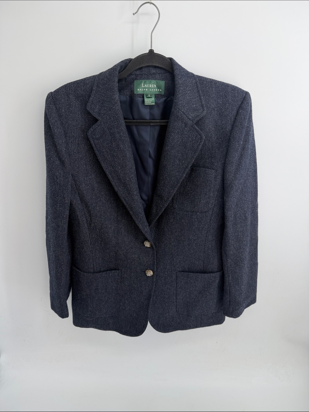 Lauren Ralph Lauren 100% wool tweed two button professional career blazer sz 6